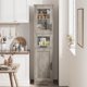 thumbnail image 2 of Mueble de Almacenamiento para Baño de 170 cm - Gabinete Alto con Puertas de Cristal, Cajón Inferior y Repisas Regulables - Diseño Compacto para Baño, Cocina o Recibidor - Gris, 2 of 8