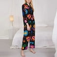 thumbnail image 4 of Kll Colorful Floral2 Print Women'S Long Sleeve Pajamas With Pants Sleepwear Loungewear 2 Set-Medium, 4 of 9