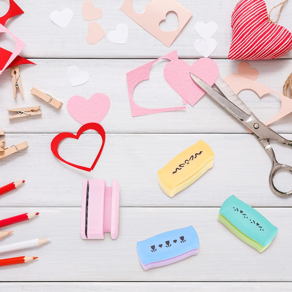 4 Styles Paper Punch Border Craft Fancy Punches Music Note & Flower & Heart Border Punch Embossing Paper Punch Handmade DIY Paper Cutter