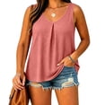 thumbnail image 6 of TARIENDY Womens Plus Size Sleeveless Shirts Summer Casual Tank Tops Loose Fit Crewneck Pleated Tees Beach Vacation Outfits Pink XXXXL, 6 of 8