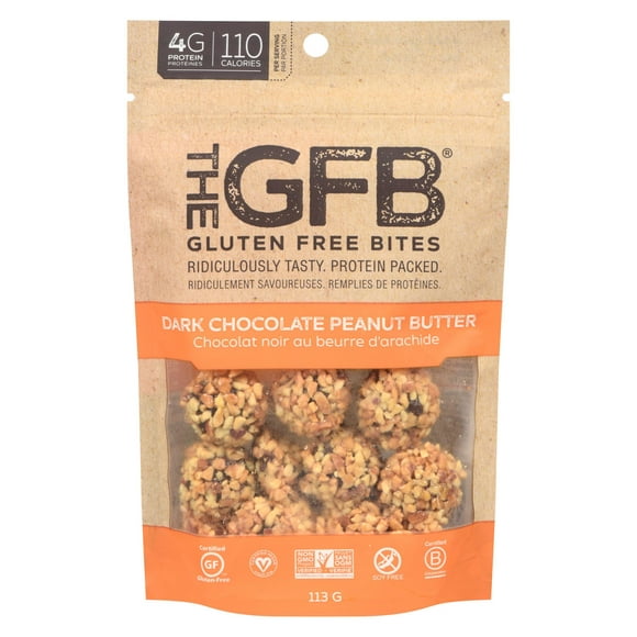 The GFB: Gluten Free Bites – Dark Chocolate Peanut Butter, Pouch. 113g