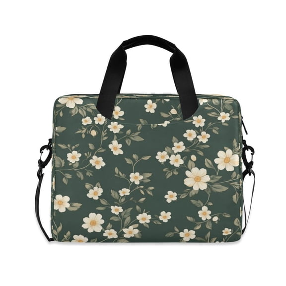 16inch Laptop Briefcase, Business Laptop Bag with Detachable Strap & Padded Compartment, Water-Resistant Polyester,Flowers