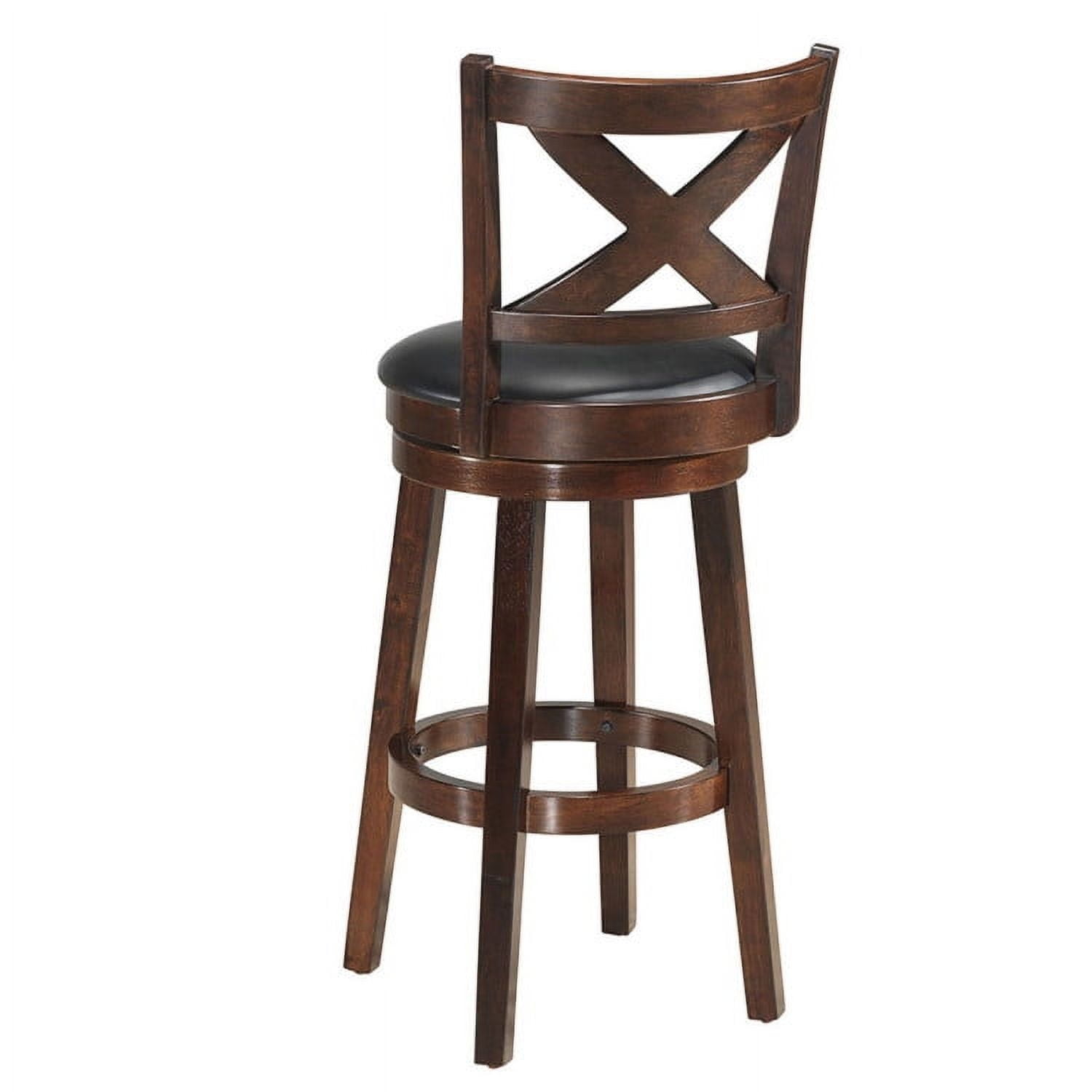 Demi Bonn 29" Swivel Counter Height Bar Stool with PVC Cushioned Seat and X-back Upholstered, Modern Dining Chairs, Brown