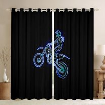 jejeloiu Extreme Sport Game Curtains Pack of 2 (42x84 Each),Blue Dirt Bike Curtains Blackout For Boys Men