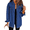 Blue, variant on Women's Long Sleeve Button Up Frayed Hem Shacket fall Casual Drop Shoulder Button Front Jean Shacket with Pocket