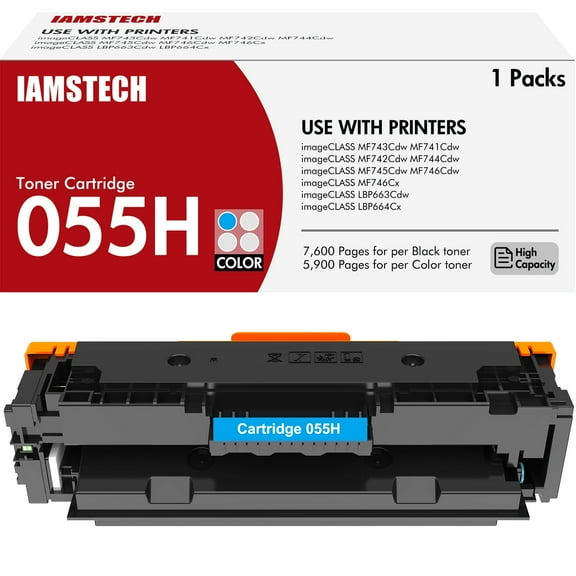055H High Yield Laser Toner Cartridge for Canon Cartridge 055 055H CRG 055 imageCLASS MF743Cdw MF741CDW MF742Cdw MF744Cdw MF746Cx MF745CDW MF746Cdw LBP663CDW LBP664CX Ink (Cyan, 1-Pack)