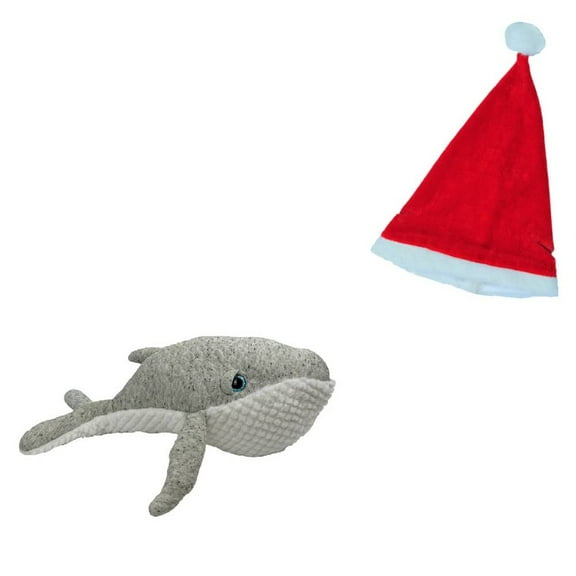 16" Wave the Whale with Christmas Hat – Eco-Friendly Plush Holiday Decor for Christmas