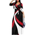 thumbnail image 3 of Women's Casual Sexy V Neck 3/4 Sleeves Club wear Party Outfits Plus Size Maxi Dress for Women Casual Summer Sundress, 3 of 5