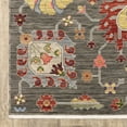 thumbnail image 3 of 6' X 9' Grey Charcoal Yellow Blue Rust Red Pink Green And Ivory Oriental Power Loom Stain Resistant Area Rug With Fringe, 3 of 5