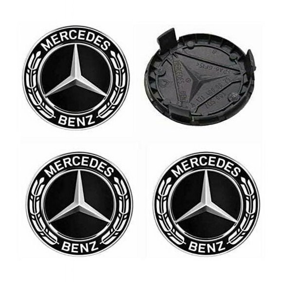 Mercedes Benz 75mm ABS Hub Caps - 4 Pieces Wheel Center Caps