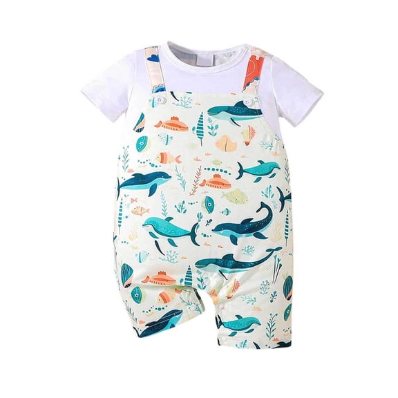 Akiihool Baby Boy Outfits Short Sleeve Baby Short Sleeve Bodysuits, Bamboo Summer Newborn Infant (White,12-18 Months)
