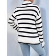 thumbnail image 6 of Women'S Casual Autumn Winter Long Sleeve Color Block Striped Knit Pullover Cozy Sweater White  XL, 6 of 8