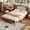 Bed ( Walnut + Full ), variant on Noble House Queen Size Wooden Platform Bed with Natural Rattan Headboard,Wooden Slat Support,Black