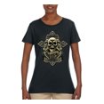 thumbnail image 2 of Brotherhood Biker Motorcycles Cross and Skull Pop Culture Womens Graphic T-Shirt, Black, X-Large, 2 of 3