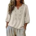 thumbnail image 5 of Breathable Linen Tops for Women Beach Vacation Flowy Summer Outfit, 5 of 6