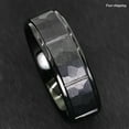 thumbnail image 4 of Tungsten Rings for Men Wedding Bands for Him Womens Wedding Bands for Her 6mm Black Brushed Rock Skin 3 Diamonds Inlay, 4 of 10