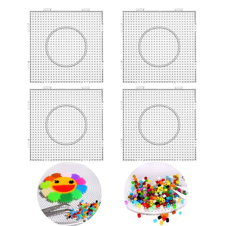 Fuse Beads Board Square: 4PCS DIY 5.7x5.7 Clear Bead Pegboard Melt Beads  Board 