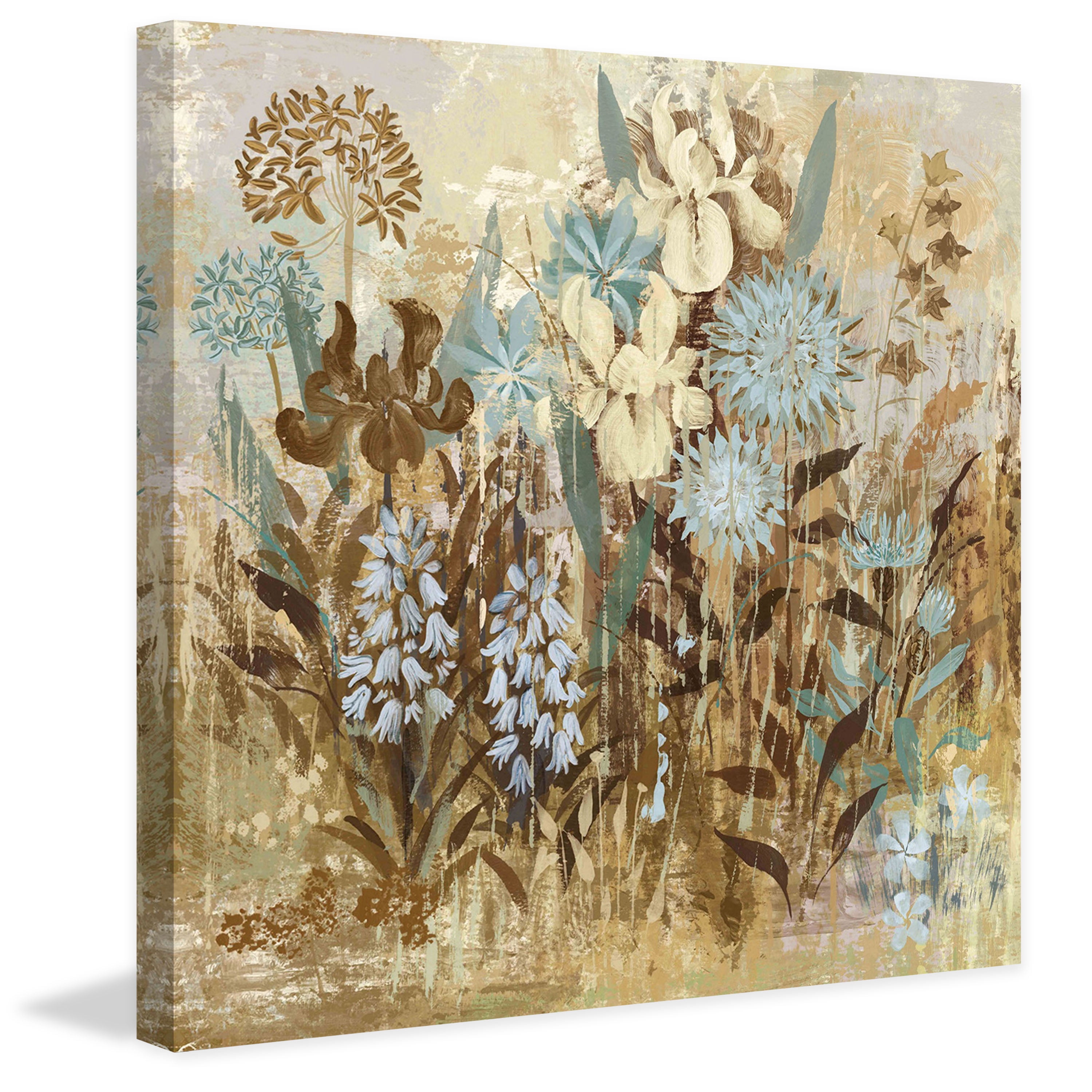 "Floral Frenzy Blue IV" Painting Print on Wrapped Canvas