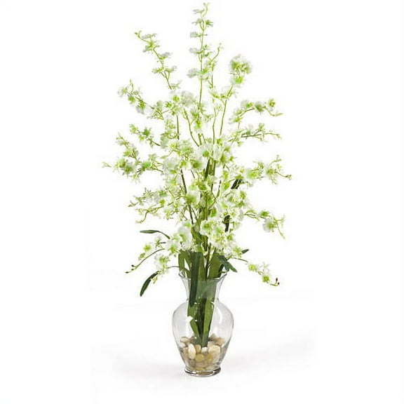 Nearly Natural 31" Dancing Lady Orchid with Liquid Illusion Artificial Flowers, Green