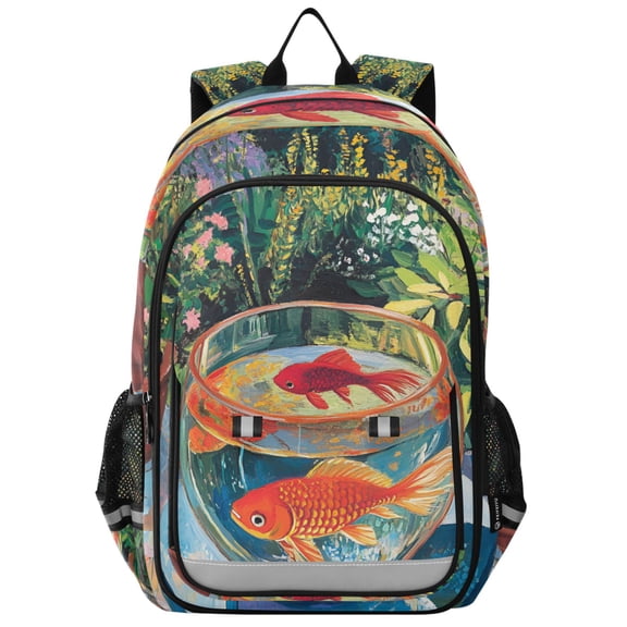 FORMRS Unisex School Backpack 17" Student Travel Bag with Laptop Compartment, Art Goldfish Bowl