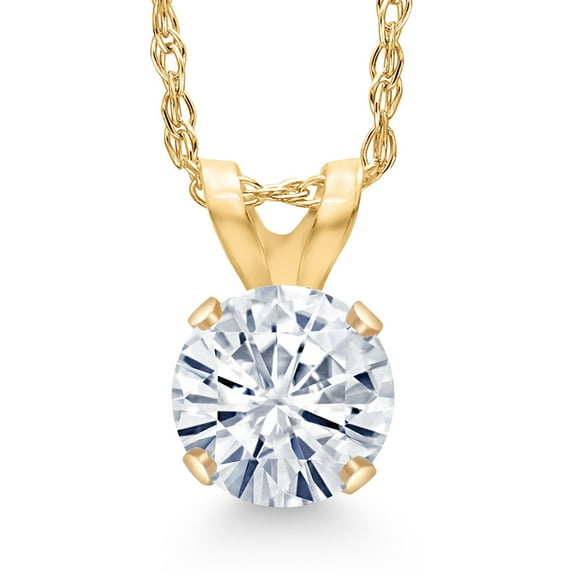 Gem Stone King 14K Yellow Gold Pendant Set Round Forever One 0.50cttw Moissanite from Charles & Colvard