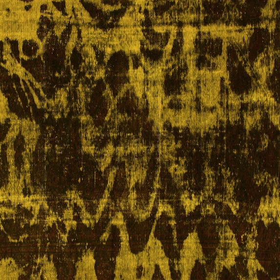 Ahgly Company Indoor Square Abstract Yellow Modern Area Rugs, 8' Square