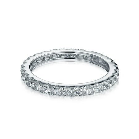 eternity pave aaa solitaire cathedral cz thin setting engagement anniversary ring band rings sterling silver cubic zirconia 1ct brilliant princess