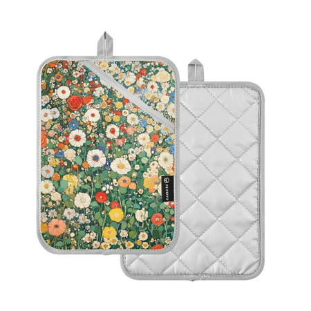 

Yayeee Pot Holders for Kitchen Heat Resistant with Pocket Set of 2 7x9.8 Beige Floral Garden