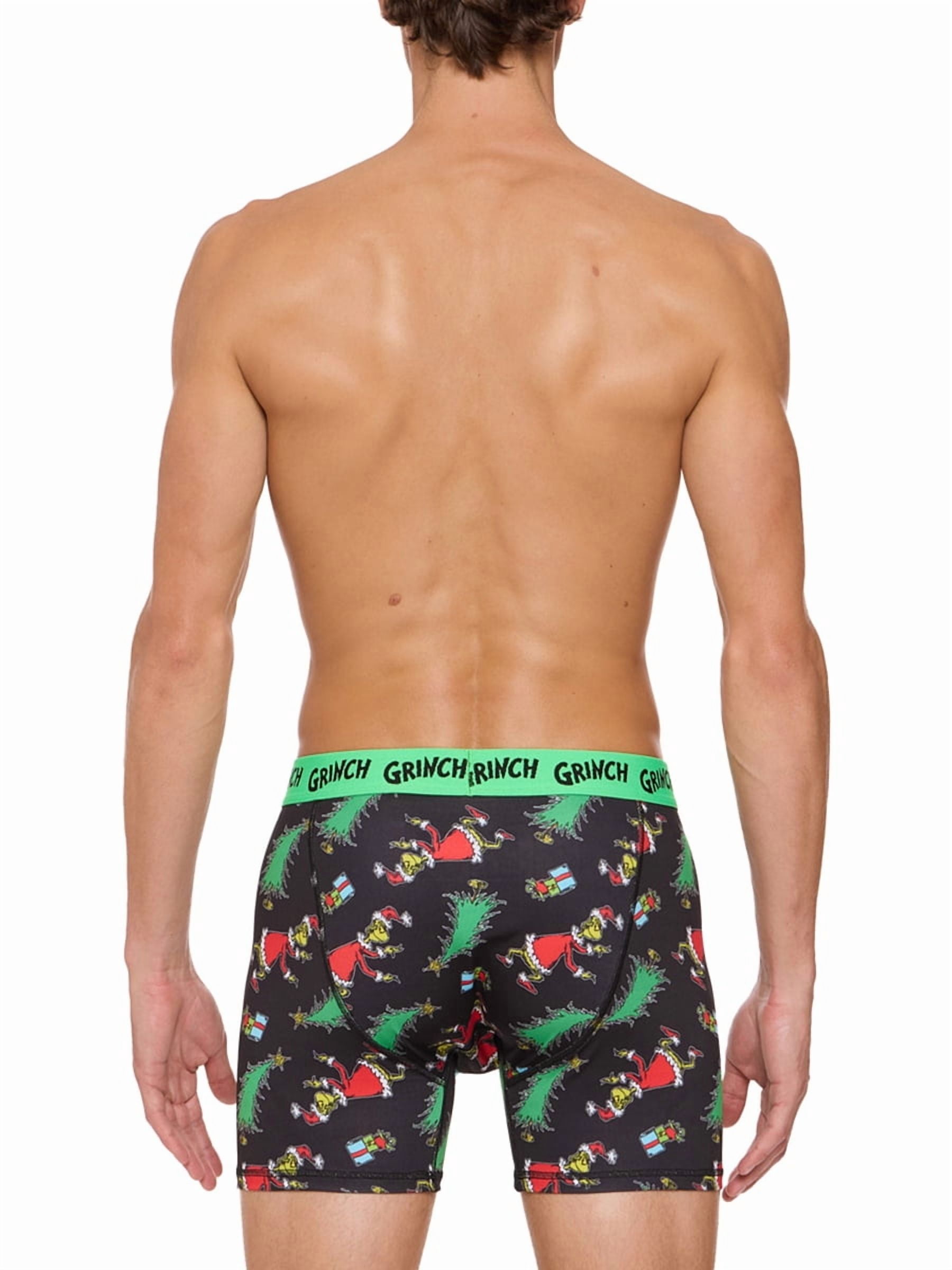 Dr Suess Grinch Plaid Men's Athletic Boxer Brief, 2-Pack, Sizes S-XL