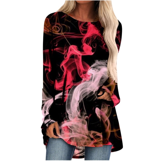 Blusa de manga larga con cuello redondo para mujer Pompotops gfhjh19566