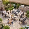 thumbnail image 4 of ABORON Patio Furniture Set, Patio Conversation Sets Sectional Sofa with 27" Deep Seating, 5-Seater Outdoor Patio Furniture Set w/ Coffee Table and All-Weather Thick Cushion, Easy Assembly, 4 of 9