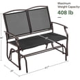 thumbnail image 2 of CRXX Outdoor Glider 2-Person Outdoor Glider Bench, Patio Glider Chair, Rocking Patio Chairs Outdoor Loveseat for Backyard, Poolside, Garden,Porch, Heavy Duty Steel Frame, Black, 2 of 8