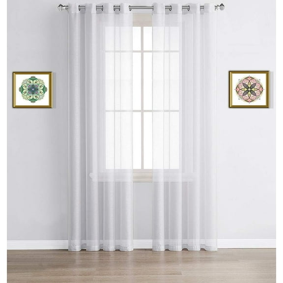 Warm Home Designs Pair of 2 Extra Long Size 54" (Width) x 120" (Length) White Sheer Window Curtains. K White 120