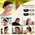 thumbnail image 4 of Diademas únicas para mujeres, diadema elástica antideslizante, banda para el cabello deportiva que absorbe la humedad, negra, 6 Pcs, 4 of 7