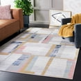 thumbnail image 3 of SAFAVIEH Bayside Ava Abstract Polyester Machine Washable Area Rug, Ivory/Blue Rust, 6'7" x 6'7" Square, 3 of 13