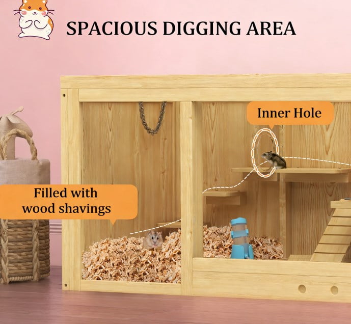 Hamster Cage, Extra Large Wooden Hamster Cage