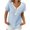Sky Blue, variant on Women's Plus Size Striped Loose Knit Button-Front V-Neck Blouse Tee – Short Sleeve Casual Top