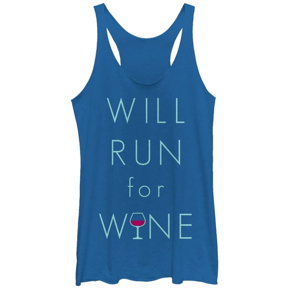 Women's CHIN UP Will Run For Wine Glass  Racerback Tank Top Royal Blue Heather Large