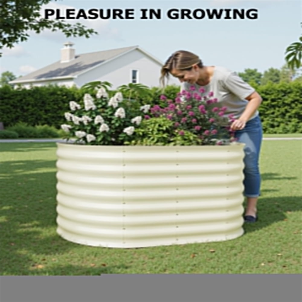 Galvanized Steel Raised Garden Bed - Heavy-Duty Oval Planter Box for Vegetables/Herbs/Flowers, Corrosion-Resistant Outdoor Gardening Kit with Quick Assembly (Backyard/Patio)