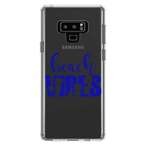 DistinctInk Clear Shockproof Hybrid Case for Samsung Galaxy Note 9 - TPU Bumper Acrylic Back Tempered Glass Screen Protector - Beach Vibes