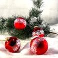 thumbnail image 3 of Glass Christmas Tree Ornaments - 67mm/2.63" [4 Pieces] Decorated Balls from Christmas by Krebs Seamless Hanging Holiday Decor (Brilliant Red Shine with Blowing Snowflakes), 3 of 5