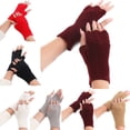 thumbnail image 2 of Women Fingerless Gloves Knitted Solid Color Half Finger Mittens Computer Gloves, 2 of 10