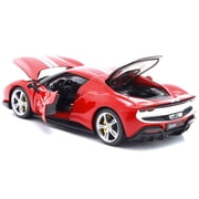 Ferrari 296 GTB Assetto Fiorano Red with White Stripes Race + Play Series 1 18 Diecast Model Car by Bburago