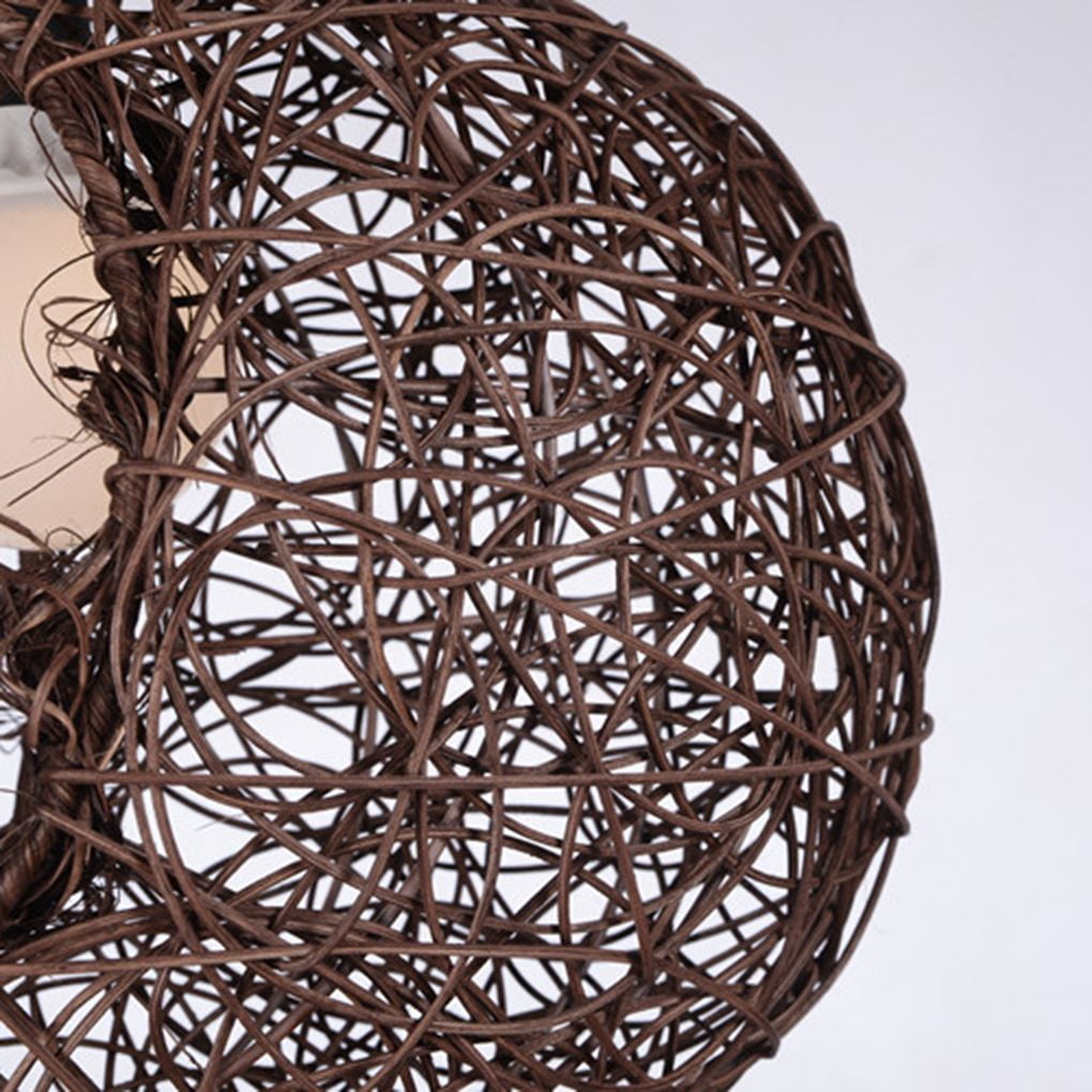 Lampadario In Rattan E Vimini Moon, Stile Pastorale, Intreccio A Mano, Luce Decorativa Per Interni, Attacco E27, 30x25x18 Cm, Senza Lampadina - 5