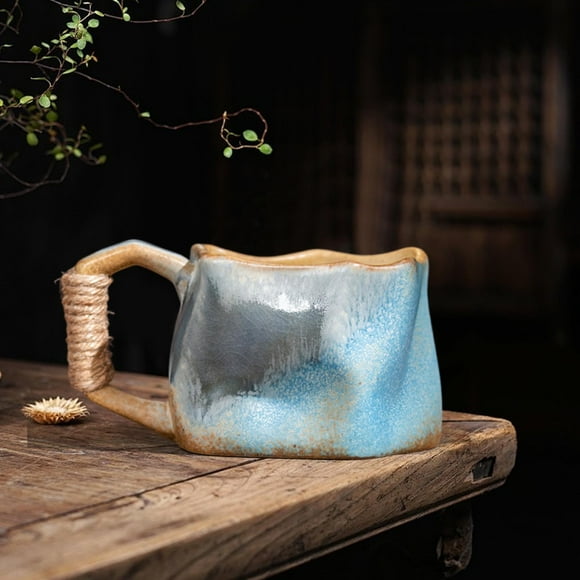 Pottery Kilns Into Retro Special-shaped Mugs Rough Pottery Hand Knead Irregular Nordics Style Coffee Cups