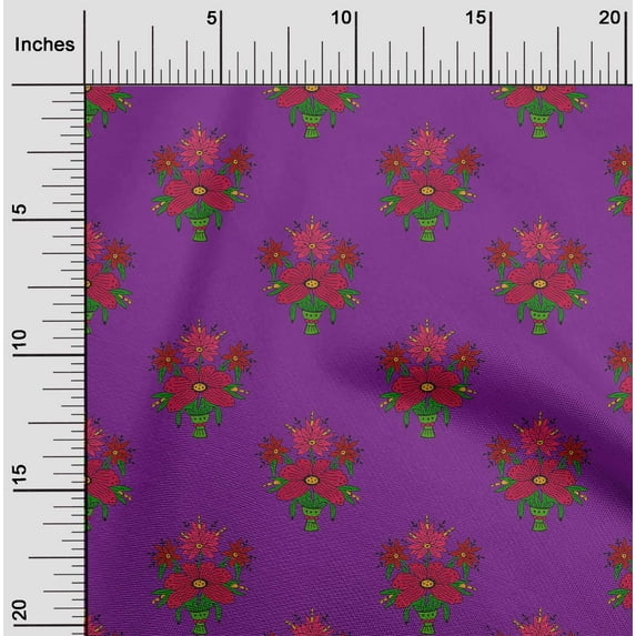 oneOone Polyester Lycra Fabric Leaves & Floral Block Decor Fabric Printed BTY 56 Inch Wide