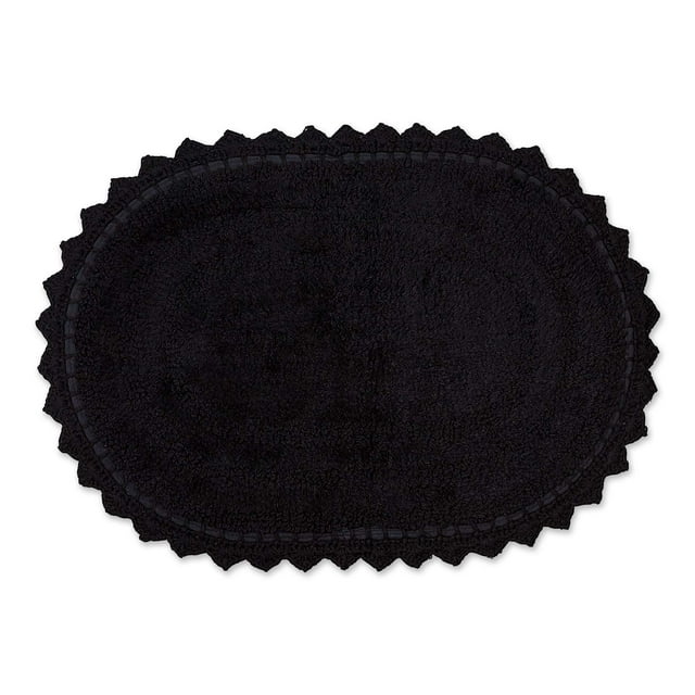 Alfombra de baño DII Crochet Collection reversible, pequeña, ovalada, negra