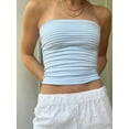 thumbnail image 3 of Women Y2k Crop Tube Tops Slim Fitted Strapless Off Shoulder Backless Vest Bandeau Top Aesthetic Clothes, 3 of 7