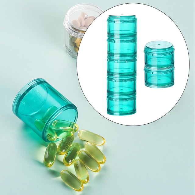 7x Pastillero de Almacenamiento de pa Manualidades de Tabletas Verde shamjiam Tarros Redondos