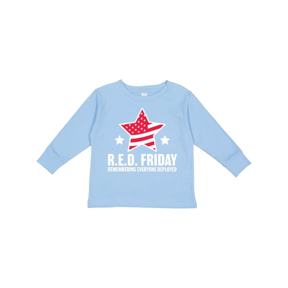 Inktastic Red Friday Remembering Everyone Deployed with Red American Flag Boys or Girls Long Sleeve Toddler T-Shirt